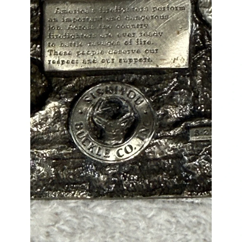 Siskiyou America's Firefighters Belt Buckle Vintage 1983 Pewter S-27 Oregon USA
